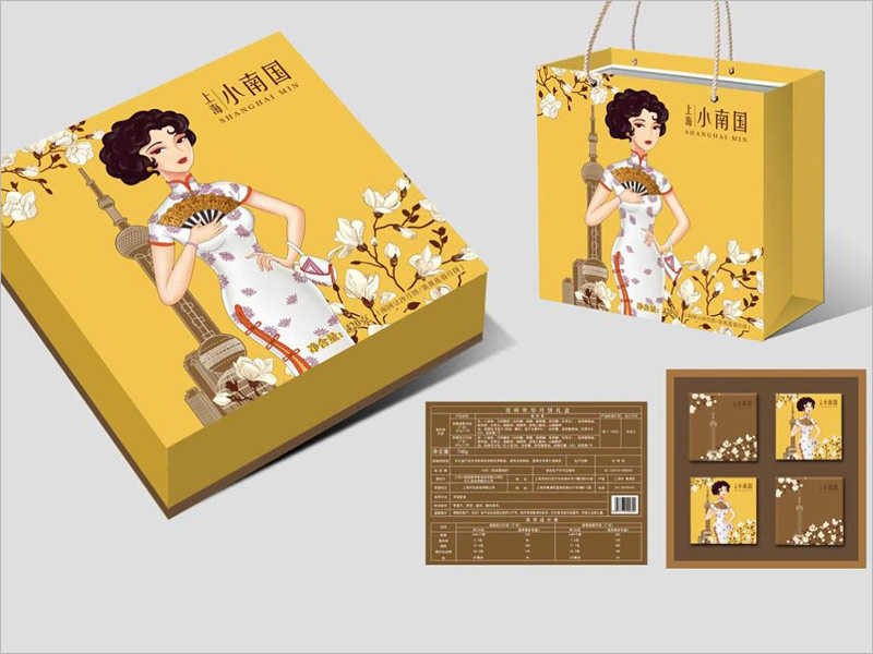上海小南國(guó)月餅禮盒包裝設(shè)計(jì)，手繪老上海風(fēng)，獨(dú)具特點(diǎn)