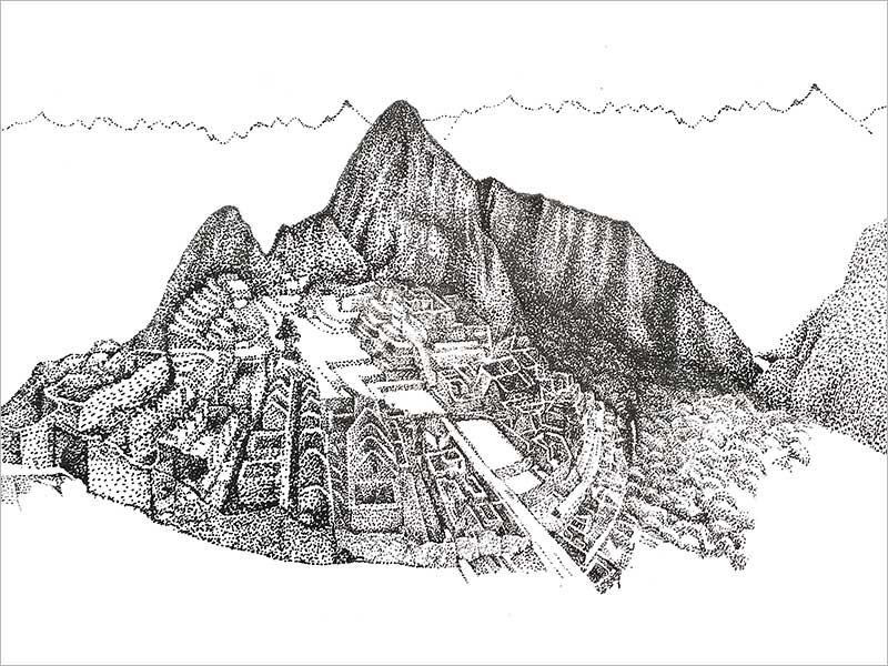 原創(chuàng)鋼筆畫插畫設計：秘魯安第斯山