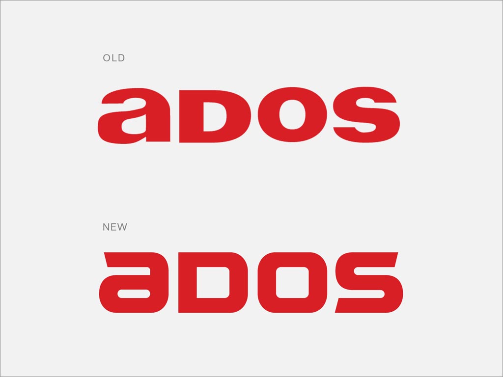 ADOS膠粘密封劑日化用品品牌新舊logo設(shè)計(jì)對比