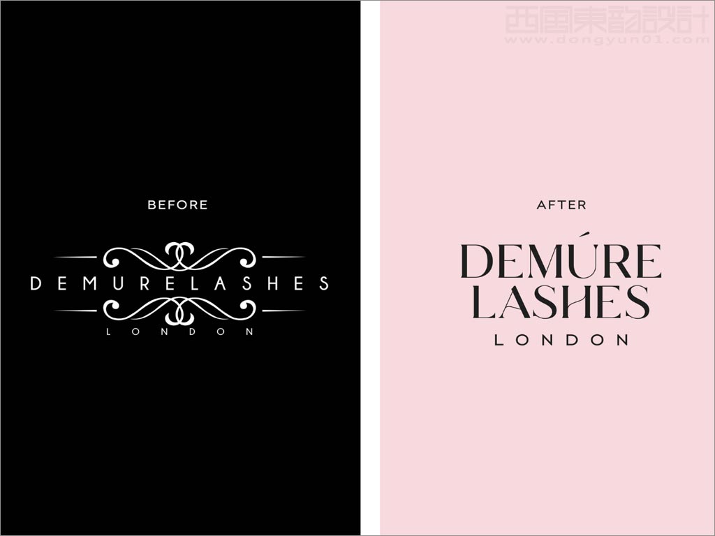 Demure Lashes假睫毛新舊品牌logo設(shè)計(jì)對比