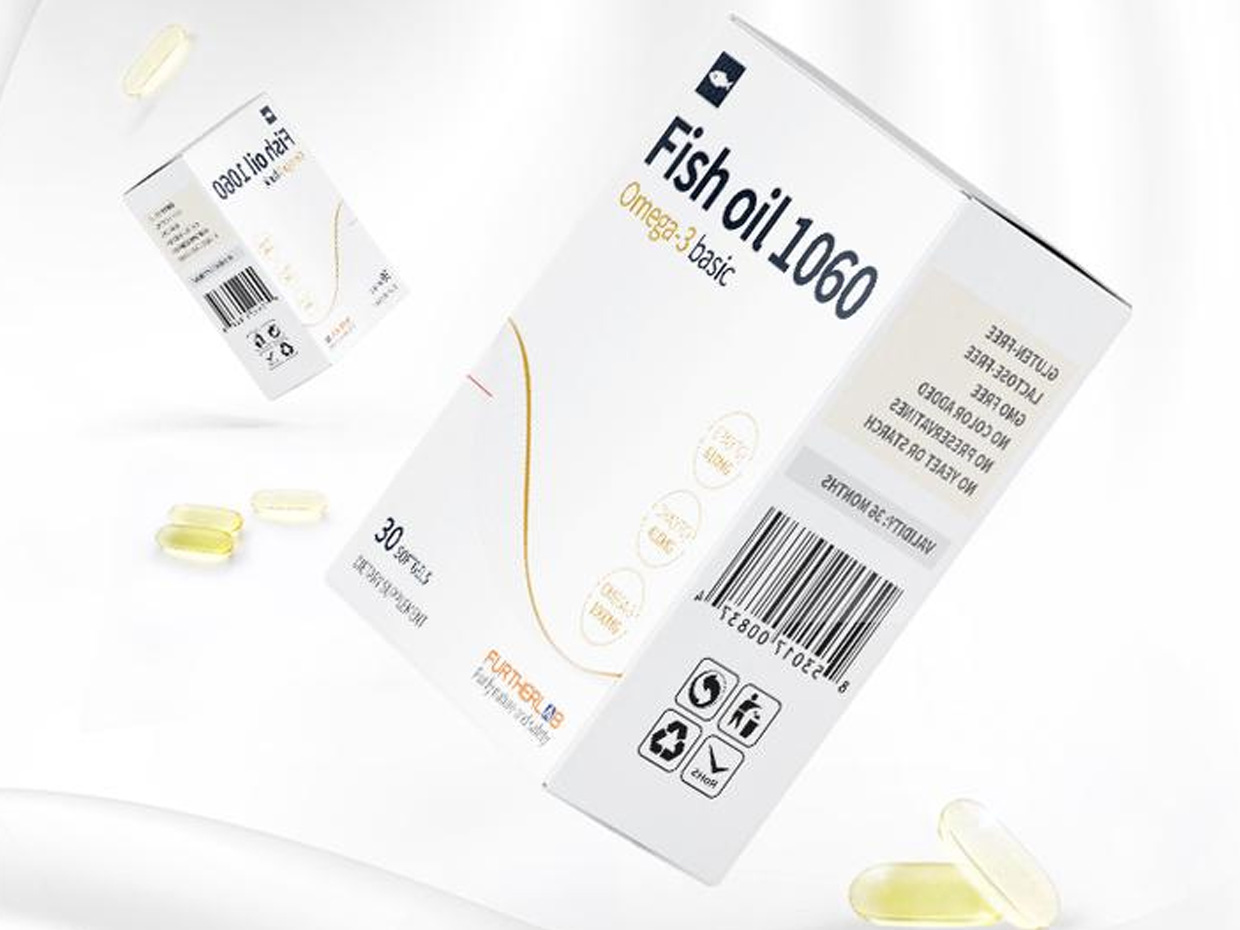 FURTHERLAB魚油保健品包裝設計之實物照片