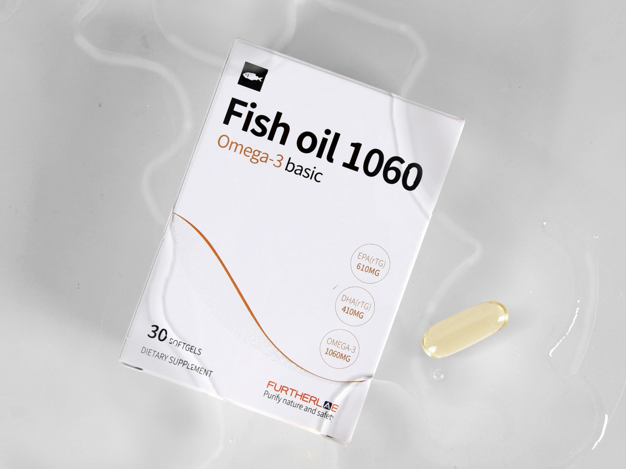 FURTHERLAB魚油保健品包裝設計之實物照片