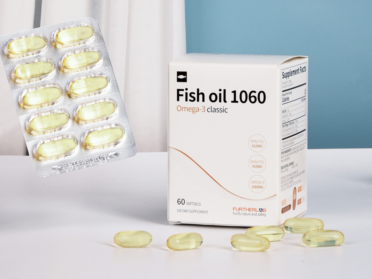FURTHERLAB魚油保健品包裝設計之實物照片