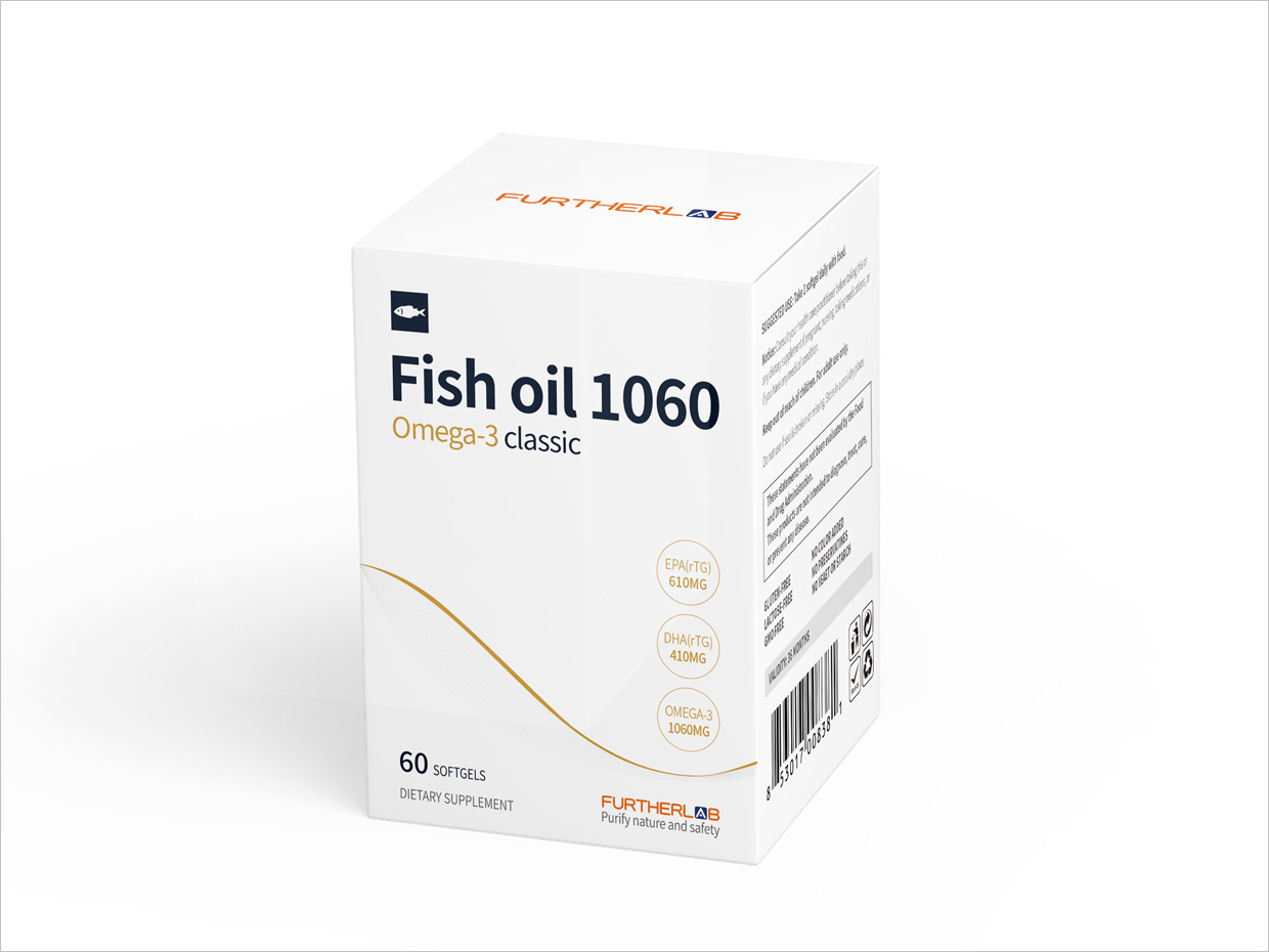 FURTHERLAB魚油保健品包裝設計之側(cè)面展示